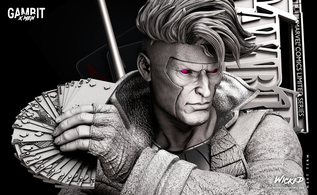 Gambit 3D Printed Resin Bust – Wicked X-Men Collector Display UK