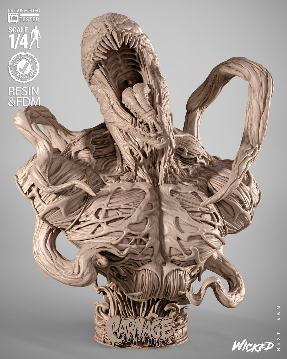 Carnage 3D Printed Resin Bust – Wicked Marvel Collector Display UK