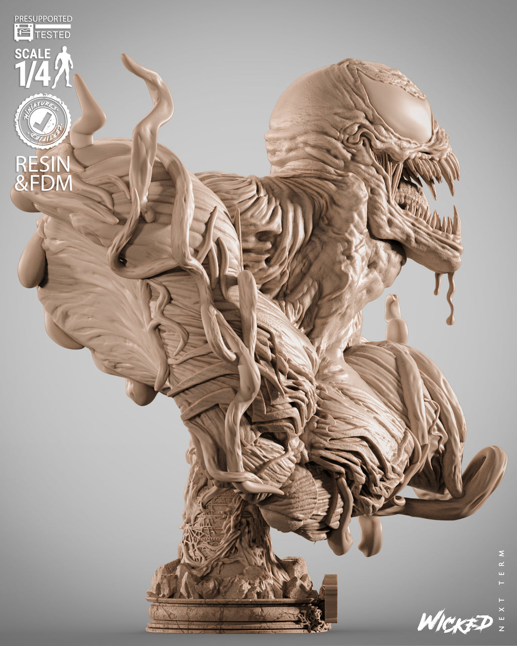 Venom 3D Printed Resin Bust – Wicked Marvel Collector Display UK