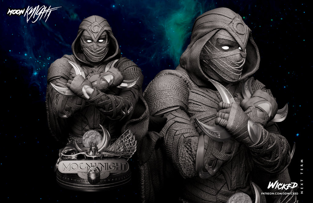 Moon Knight 3D Printed Resin Bust – Wicked Marvel Collector Display UK