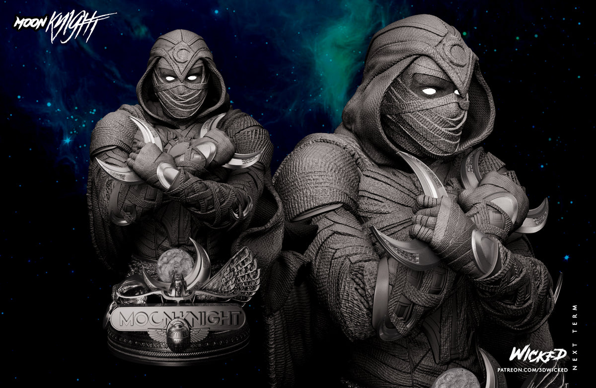 Moon Knight 3D Printed Resin Bust – Wicked Marvel Collector Display UK