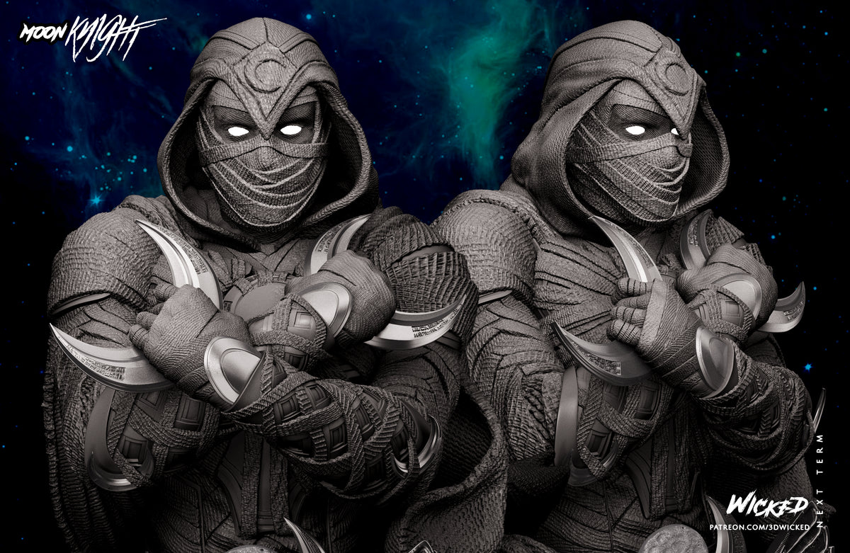 Moon Knight 3D Printed Resin Bust – Wicked Marvel Collector Display UK