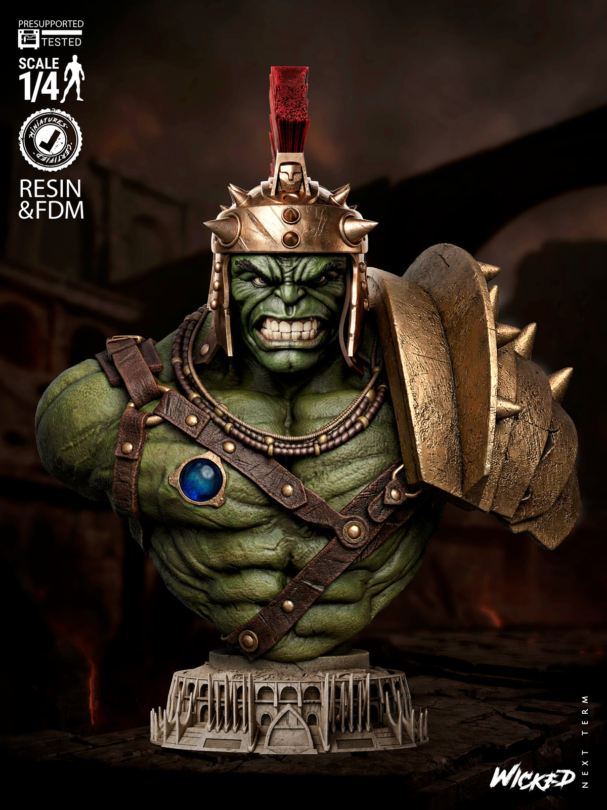 Planet Hulk 3D Printed Resin Bust – Wicked Marvel Collector Display UK
