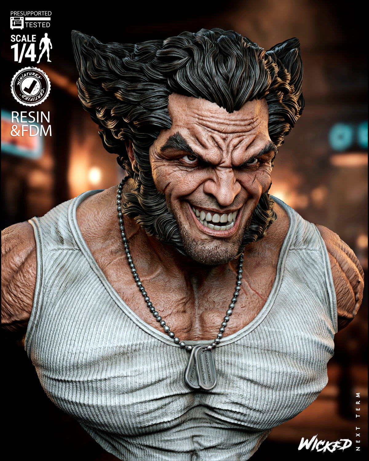 Logan Wolverine 3D Printed Resin Bust – Wicked X-Men Collector Display UK